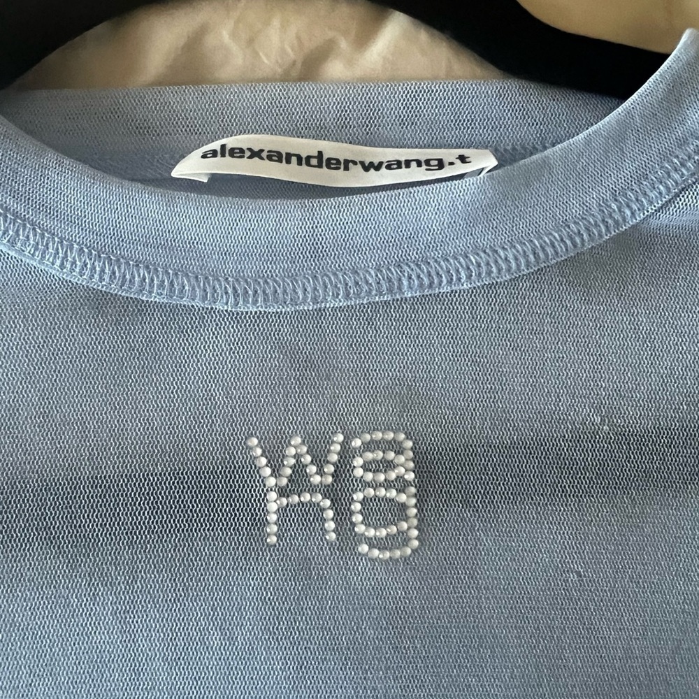 Alexander Wang Hotfix short-sleeve mesh T-shirt Baby Blue